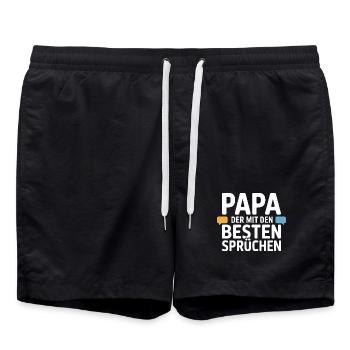 Papa Sprüche Lustig Vater Humor Geschenk - Badeshorts - Schwarz - Vorne - AI Model Male 185 light (185cm)