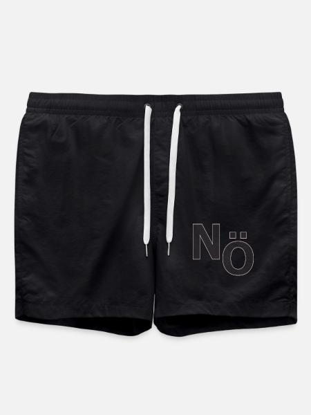 No – Minimal Typografie Statement - Badeshorts - Schwarz