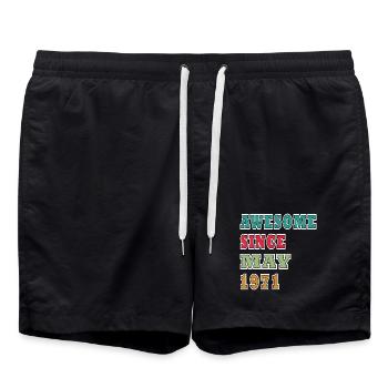 Awesome Since May 1971 - Swim Trunks - black - Front - AI Model Male 185 light (185cm)