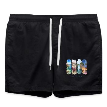 Antalya Design – Türkei Sommer Urlaub Motiv - Badeshorts - Schwarz - Vorne - AI Model Male 185 light (185cm)