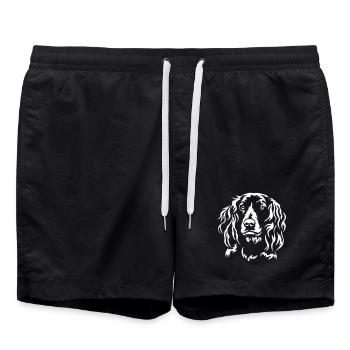 German Quail Dog Head "Black Edition" - Swim Trunks - black - Front - AI Model Male 185 light (185cm)