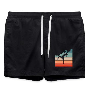 Grimpeuse à rayures rétro Femme de bloc - Short de bain - noir - Devant - AI Model Male 185 light (185cm)