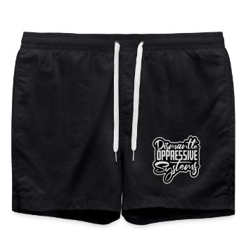 Dismantle Oppressive Systems Aktivismus Statement - Badeshorts - Schwarz - Vorne - AI Model Male 185 light (185cm)