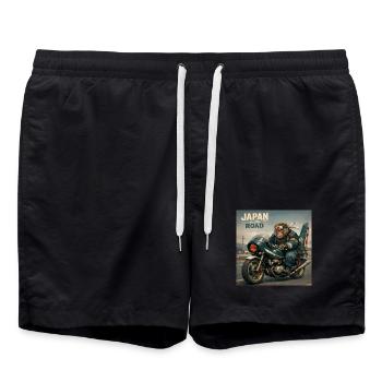 Japanischer Bosozoku-Affenbiker - Badeshorts - Schwarz - Vorne - AI Model Male 185 light (185cm)
