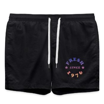 Vintage 1976 - Badeshorts - Schwarz - Vorne - AI Model Male 185 light (185cm)