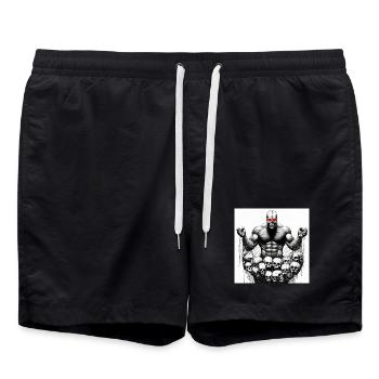 Muscular Net Schädel - Badeshorts - Schwarz - Vorne - AI Model Male 185 light (185cm)