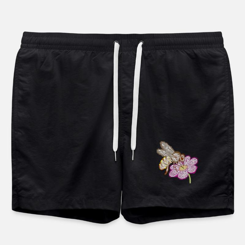 Zentangle Bee - Swim Trunks - black