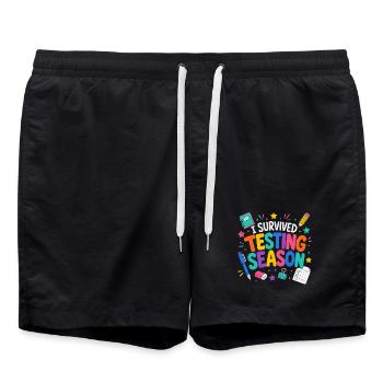 J’ai survécu à la phase d’examens Humour scolaire - Short de bain - noir - Devant - AI Model Male 185 light (185cm)