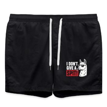 I Don't Give A Spit Lama Spruch Shirt - Badeshorts - Schwarz - Vorne - AI Model Male 185 light (185cm)