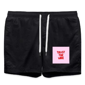 Minimalistisches TRUST THE VIBE Grafik-T-Design - Badeshorts - Schwarz - Vorne - AI Model Male 185 light (185cm)