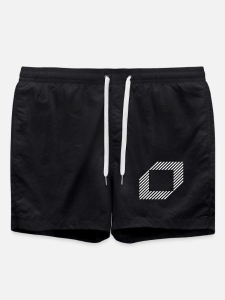 Geometric Square out of lines - Swim Trunks - black