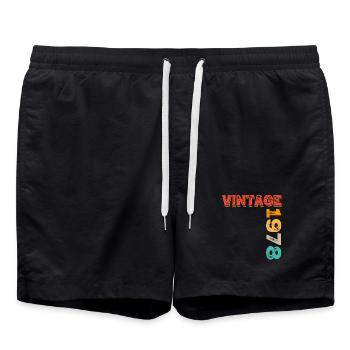 Vintage 1978 - Badeshorts - Schwarz - Vorne - AI Model Male 185 light (185cm)