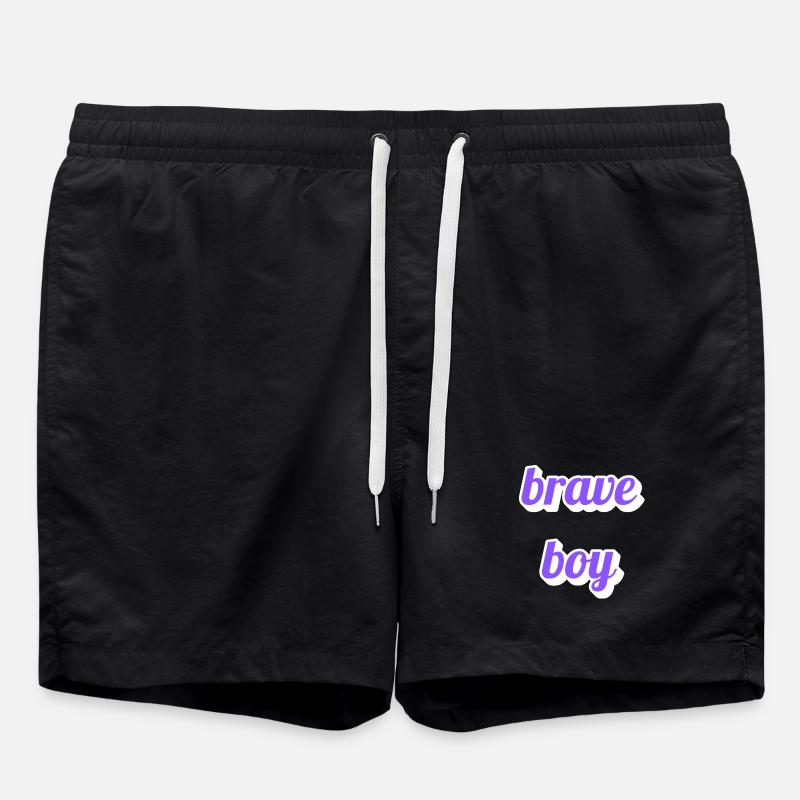 Brave Boy Lettering - Swim Trunks - black