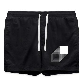 Bold square bauhaus design - Swim Trunks - black - Front - AI Model Male 185 light (185cm)