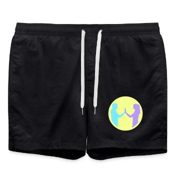 People Group Silhouette Friends Team Together - Swim Trunks - black - Front - AI Model Male 185 light (185cm)