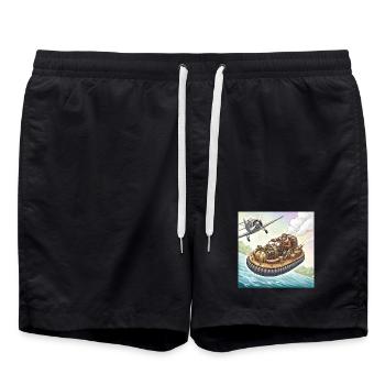 Steampunk-Luftboot-Flussjagd - Badeshorts - Schwarz - Vorne - AI Model Male 185 light (185cm)