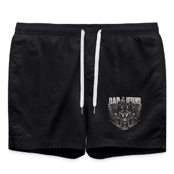 Père Légende Motard Loups - Father's Day - Short de bain - noir - Devant - AI Model Male 185 light (185cm)