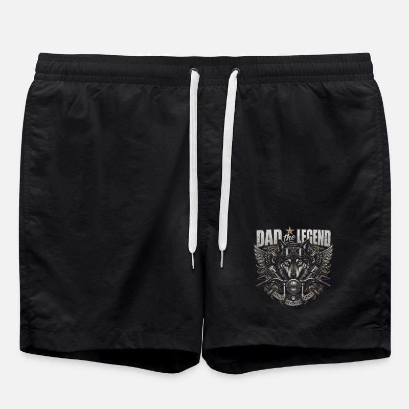 Father Legend Biker Wolves - Father's Day - Swim Trunks - black