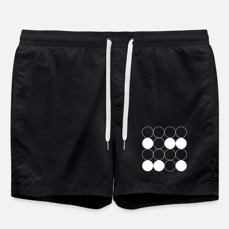 Circle Grid pattern - Swim Trunks - black