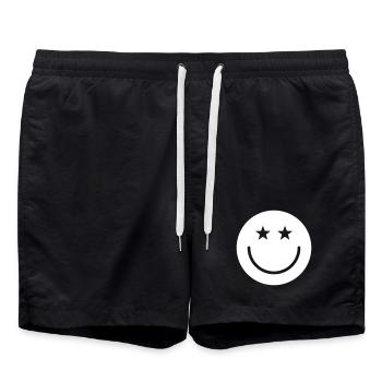 Smiley Design – Minimal & Positive - Swim Trunks - black - Front - AI Model Male 185 light (185cm)