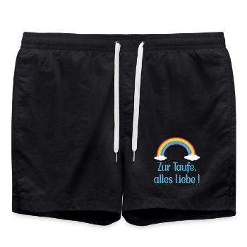 Baby Taufe Glückwünsche - Badeshorts - Schwarz - Vorne - AI Model Male 185 light (185cm)