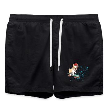 Skateboard Bulldog mit Cap - Badeshorts - Schwarz - Vorne - AI Model Male 185 light (185cm)