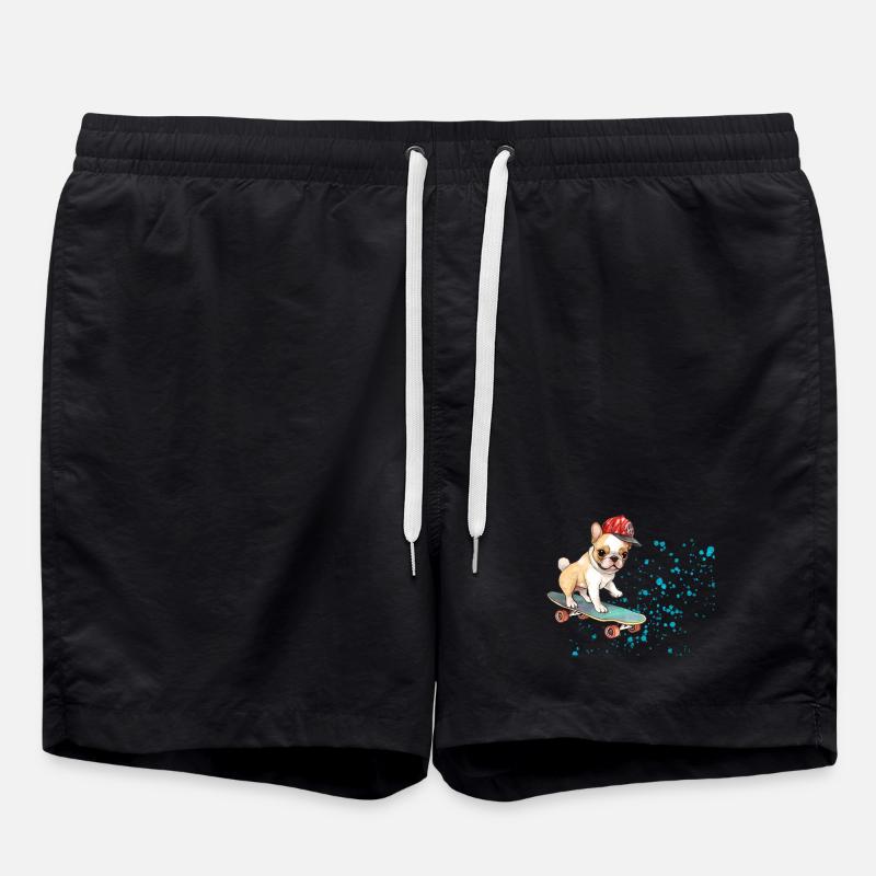 Skateboard Bulldog mit Cap - Badeshorts - Schwarz