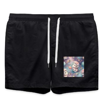 Kosmisches Kätzchen im Orbit - Badeshorts - Schwarz - Vorne - AI Model Male 185 light (185cm)