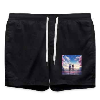 Heart sound in the cherry blossom light - Swim Trunks - black - Front - AI Model Male 185 light (185cm)