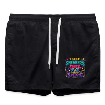Style Années 90 : Sneakers, R&B et Humour - Short de bain - noir - Devant - AI Model Male 185 light (185cm)