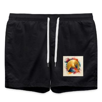 Goldenes Dreieck in farbenfroher Aura - Badeshorts - Schwarz - Vorne - AI Model Male 185 light (185cm)
