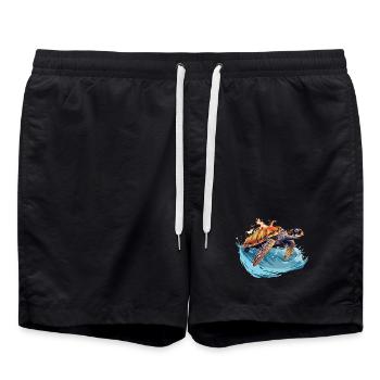 Wild sea turtle in wave - Swim Trunks - black - Front - AI Model Male 185 light (185cm)