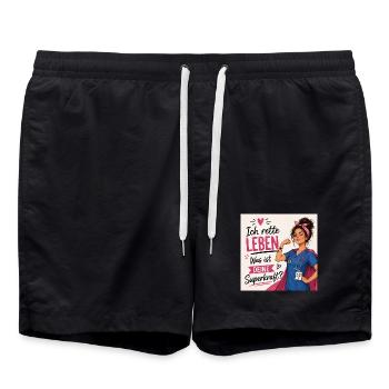 Ich rette Leben. Was ist deine Superkraft? - Badeshorts - Schwarz - Vorne - AI Model Male 185 light (185cm)