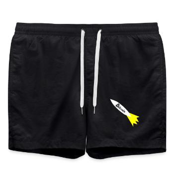Imprimerie de la fusée Bitcoin - Short de bain - noir - Devant - AI Model Male 185 light (185cm)