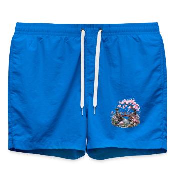 Cherry Blossom Garden - Swim Trunks - cobalt blue - Front
