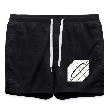 Bogensport Skizze - Badeshorts - Schwarz - Vorne - AI Model Male 185 light (185cm)