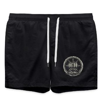 Wikinger Langschiff -  Drachenboot - Badeshorts - Schwarz - Vorne - AI Model Male 185 light (185cm)