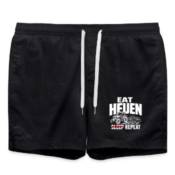 Traktor im Feld – Essen Schlafen Heuen Wiederholen - Badeshorts - Schwarz - Vorne - AI Model Male 185 light (185cm)