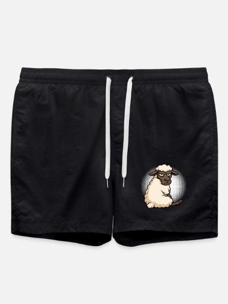 Sheep Sheep Shepherd Sheep Keeper Ram - Swim Trunks - black