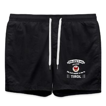 Tirol Humour : Ce type a sa place ici - Short de bain - noir - Devant - AI Model Male 185 light (185cm)