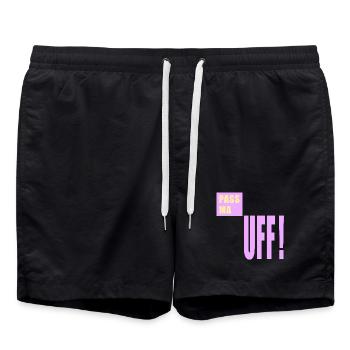 Berlin Watch out Berlinerisch - Swim Trunks - black - Front - AI Model Male 185 light (185cm)