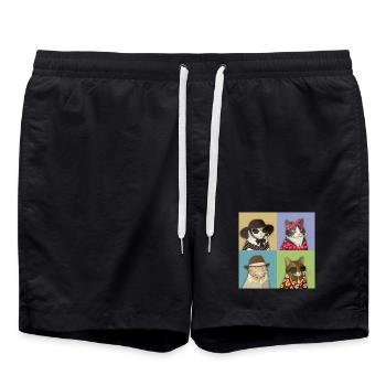 Summer Cat Pop Art - Swim Trunks - black - Front - AI Model Male 185 light (185cm)