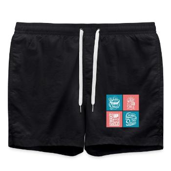 Wake Up And Smile Typography - Swim Trunks - black - Front - AI Model Male 185 light (185cm)