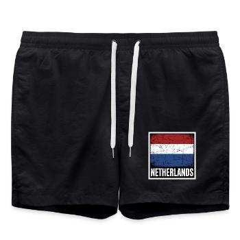 Dutch Flag | Vintage Made In The Netherlands Gift  - Short de bain - noir - Devant - AI Model Male 185 light (185cm)