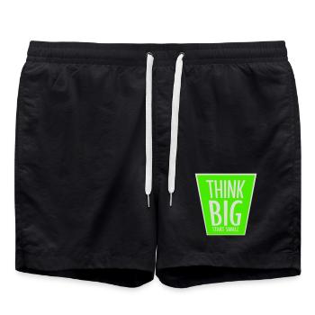 Think Big Start Small Motivation Mindset Growth - Swim Trunks - black - Front - AI Model Male 185 light (185cm)