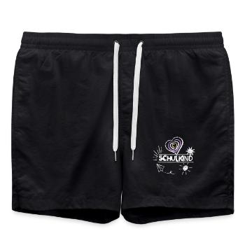 Schulkind 2026 Mädchen Herz Sonne rosa Schulanfang - Badeshorts - Schwarz - Vorne - AI Model Male 185 light (185cm)