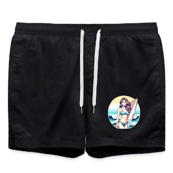Diva du surf au coucher du soleil - Short de bain - noir - Devant - AI Model Male 185 light (185cm)