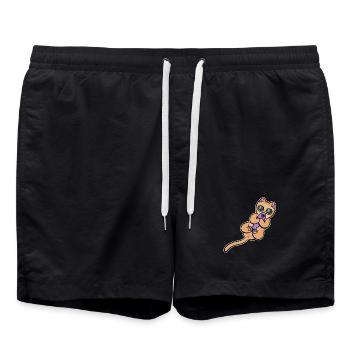 Chaton et Poisson - Short de bain - noir - Devant - AI Model Male 185 light (185cm)
