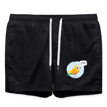 Bunter Vogel mit Piepsprechblase - Badeshorts - Schwarz - Vorne - AI Model Male 185 light (185cm)