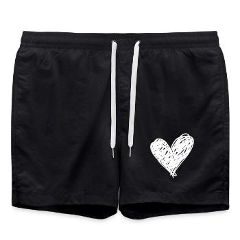Heart - Swim Trunks - black - Front - AI Model Male 185 light (185cm)